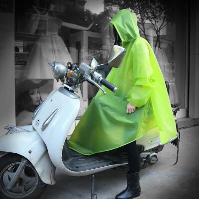 bearcat韩国时尚半透明女士电动电瓶自行机车雨衣披