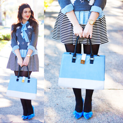 Carly Maddox - Nila Anthony Blue Colorblock Bag - Bold in Blue