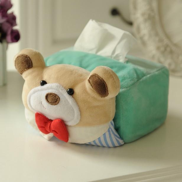 可爱小熊纸巾盒家居纸巾收纳盒 创意卡通毛绒纸巾抽diy布艺材料包