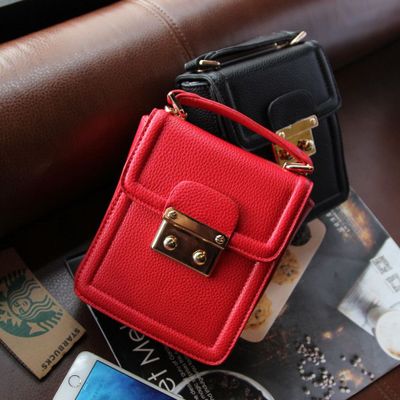 红色小包包2014新款时尚女包韩版复古迷你单肩包斜跨锁扣手机包潮