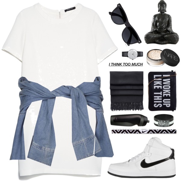 A fashion look from January 2015 featuring white dress, canvas sneakers and crossbody purse. Browse and shop related looks.