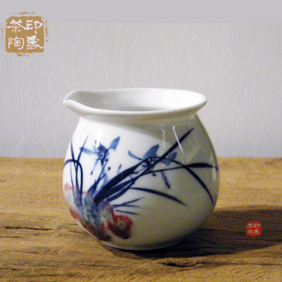 【印象茶陶】茶具 景德镇 手绘 釉下彩青花釉里红 公道杯 兰草