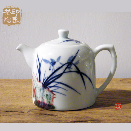 【印象茶陶】茶具 景德镇 釉下彩手绘青花 釉里红 高茶壶 兰花