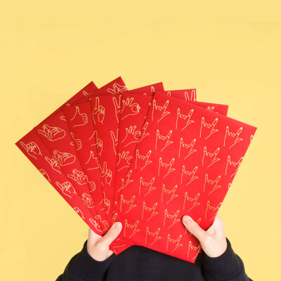 新品 YIZISTORE手势系列红包袋（六枚入）烫金大红包 2个款可选