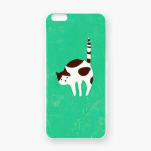 原创手绘小黑白猫 绿色 苹果6 5s iphone6 plus 创意磨砂手机壳