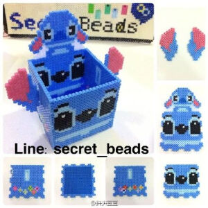 萌萌哒史迪奇盒子 创作者还附带了分解图哦 #拼拼豆豆# ins：secret_beads