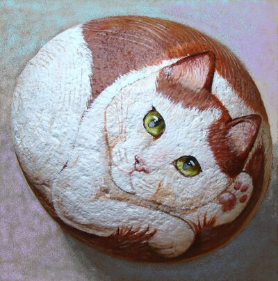 hand painted rocks | Extra Large Hand Painted Cat rock Original by Naturetrail on Etsy