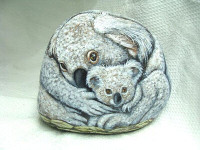 Koala Art Original Hand Painted Stones Rock Art by by Naturetrail, $450.00