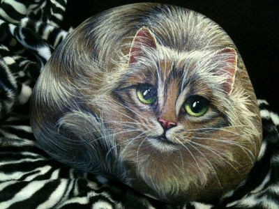 Original Oil Painting River Rock Pet Portrait Cat Dog by lrisor, $130.00