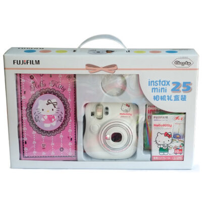 富士拍立得相机mini25 白色hello Kitty礼盒套装立拍得一次成像