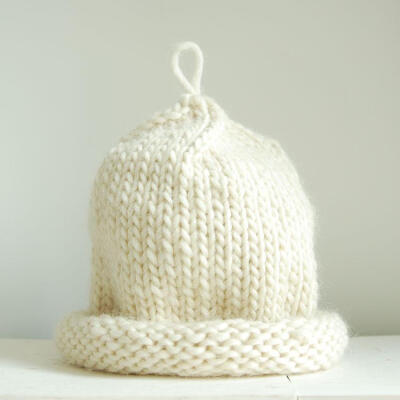 手工编织进口美丽诺纯羊毛粗棒针毛线帽子卷边圆顶冬天女加厚保暖