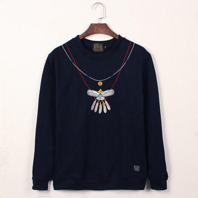 Goros inspired高桥吾郎鹰刺绣日系复古民族风圆领套头加绒卫衣男