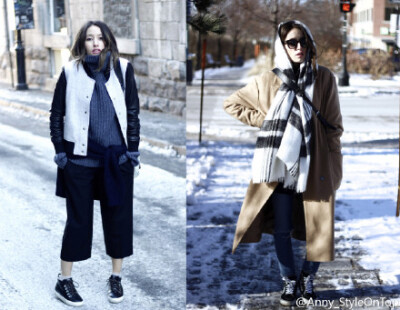 Fashion Blogger. 居住在加拿大的时尚博主Alex，是一位走运动风混搭的博主，冬天高领毛衣也派上了用场，搭配风衣很显气场。除了脚踝处大多还是以保暖为原则，不过友情提示：这种冬天露出脚踝的风格仅适合街拍或者时…