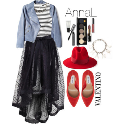 A fashion look from February 2015 featuring lightweight motorcycle jacket, tulle skirt and red flat shoes. Browse and shop related looks.