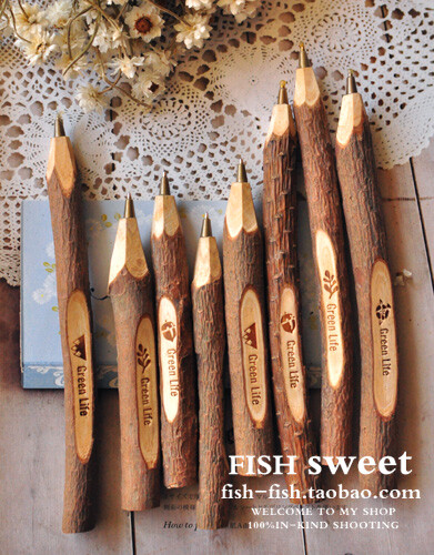 小鱼家 zakka GREEN LIFE原生态自然木原木圆珠笔