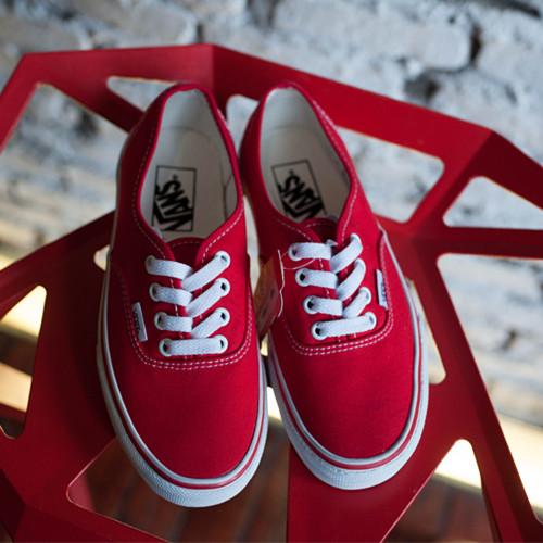 万斯vans Authentic 红色经典帆布鞋 滑板鞋 情侣鞋小红鞋