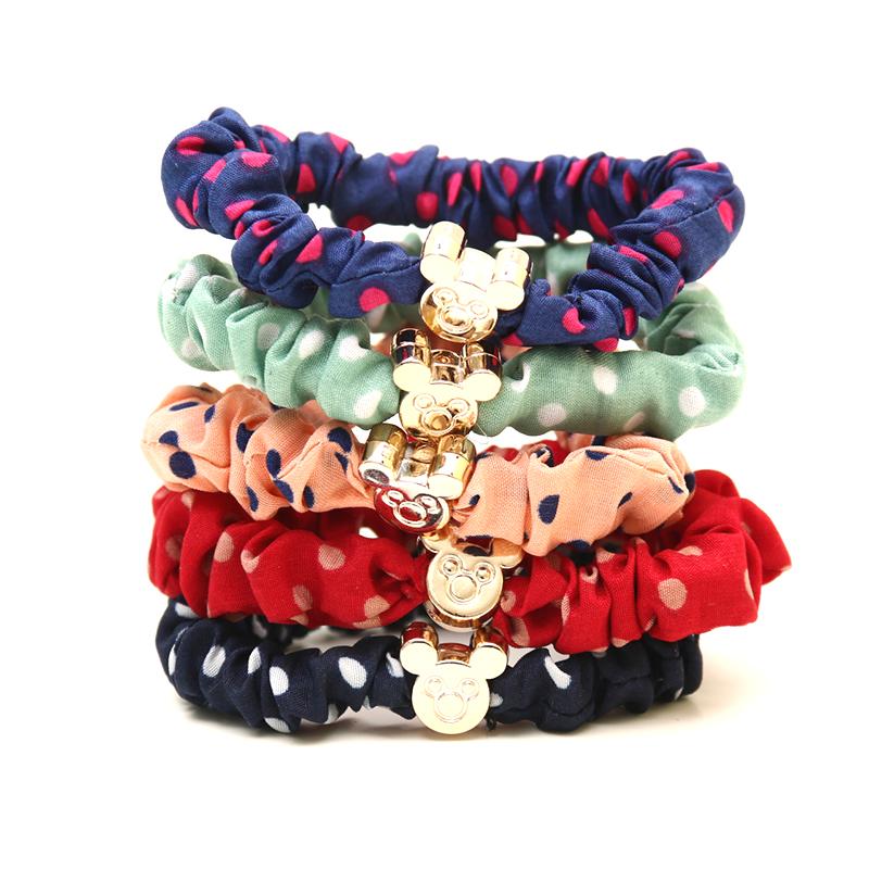 缤纷屋 韩版甜美波点头圈发绳 头饰 柔美布艺发圈