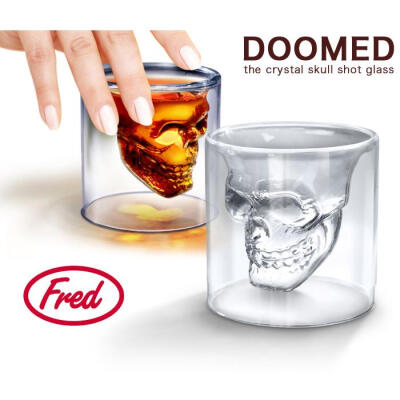 美国Fred DOOMED禁锢海盗双层玻璃杯 骷髅头颅个性烈酒杯