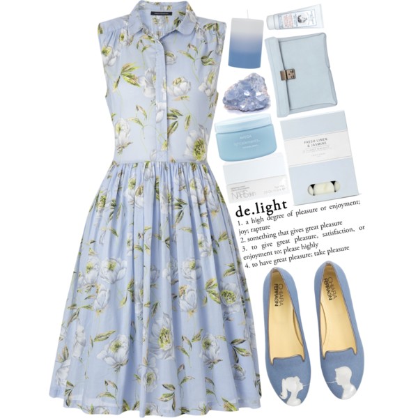 A fashion look from February 2015 featuring shirt dress, blue denim shoes and blue handbags. Browse and shop related looks.