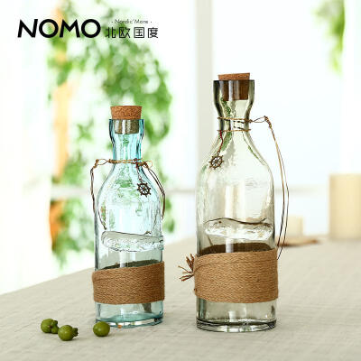 NOMO北欧客厅工艺品摆件摆设 透明花器 美式斯卡纳鱼纹装饰玻璃瓶