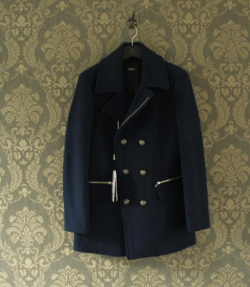 gxg男装14 冬装时尚百搭款蓝色休闲大衣44626255