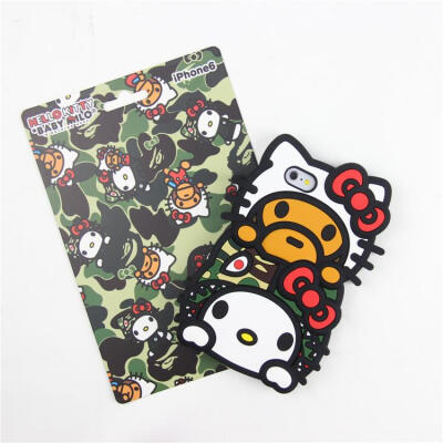 现货 Bape x HelloKitty iPhone6 Case milo&amp;kitty图案手机壳