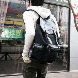 英伦韩版潮流休闲帆布包男包双肩包男士后背包大包旅行包学生书包