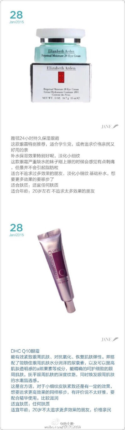 #脸小姐护肤##造林计划#安利几款口碑比较好的眼霜，眼霜要提早用，提前预防，不要等到眼袋严重的时候才开始保养 ( ´･ᴗ･` )