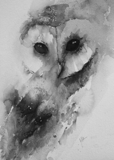 watercolor owl tatto...