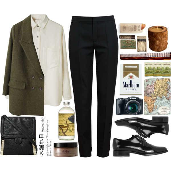 A fashion look from February 2015 featuring pleated shirt, double breasted woolen coat and woolen pants. Browse and shop related looks.