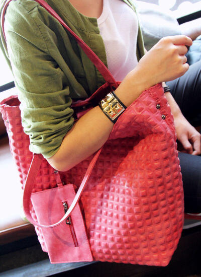韩国大包包简约时尚女包单肩包手提子母包3D菱格简约潮包