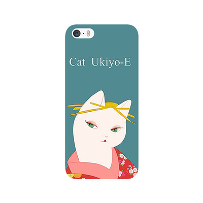 日本艺妓猫插画原创设计iphone5/5s手机壳 5C苹果保护套
