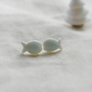 景德镇原创手工双鱼座耳钉 女 简约文艺小清新陶瓷耳钉饰品丨双鱼