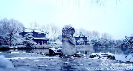 新年扬州第一场雪。