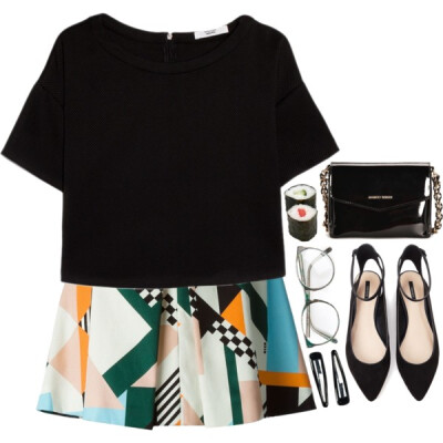 A fashion look from February 2015 featuring short sleeve blouses, MSGM and pointed flats. Browse and shop related looks.