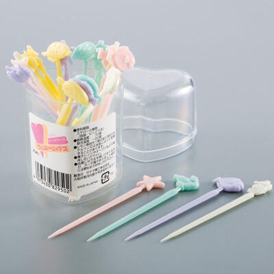 日本进口时尚创意水果签塑料水果叉子可爱儿童水果牙签厨房用具