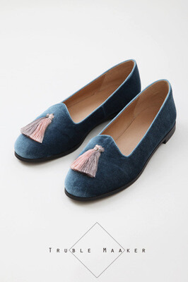 ◆Truble Maaker | Tassel Loafers 流苏丝绒乐福鞋 蔚蓝azure