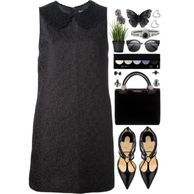 @polyvore-editorial @polyvore #black #elegant #lace #heels #partywear #party #elegance #dress