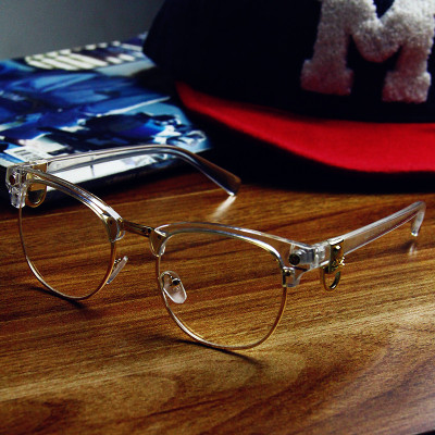 MMJ日系潮牌 vintage金属半框平光眼镜眼睛框架骷髅头男式眼镜架