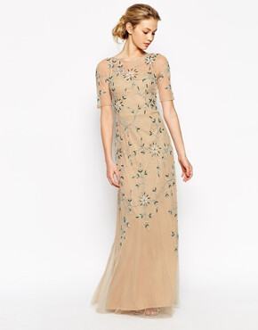 Image 1 of?Frock and Frill 3/4 Sleeve Maxi Dress With Baroque Embellishment