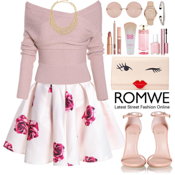 Promoted : http://www.romwe.com Top : http://www.romwe.com/Boat-Neck-Pink-Sweater-p-96678-cat-684.html?utm_source=polyvore&amp;amp;utm_medium=set&amp;amp;url_from=oshint-0130 Skirt : http://www.romwe.com/Rose-Print-Flare-White-Skirt-p-95327-cat-682.html?utm_source=polyvore&amp;amp;utm_medium=set&amp;amp;url_from=oshint-0130 #romwe