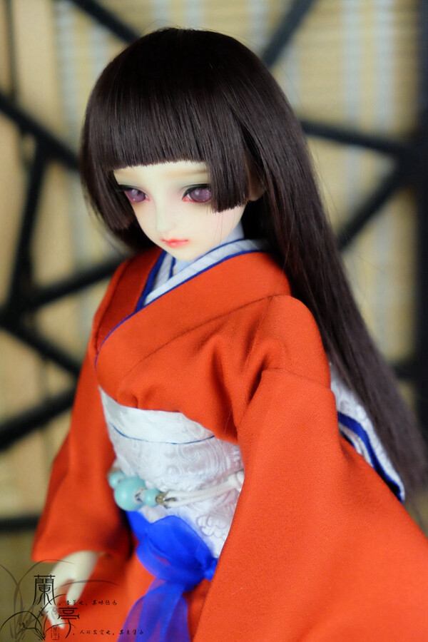 |→兰亭←|BJD/SD娃衣 四分 和风正绢红色花魁和服-山岚