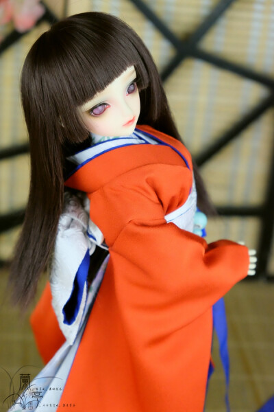 |→兰亭←|BJD/SD娃衣 四分 和风正绢红色花魁和服-山岚