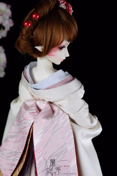 |→兰亭←|BJD/SD娃衣 三/四分 和风正绢红色花魁和服-醉月