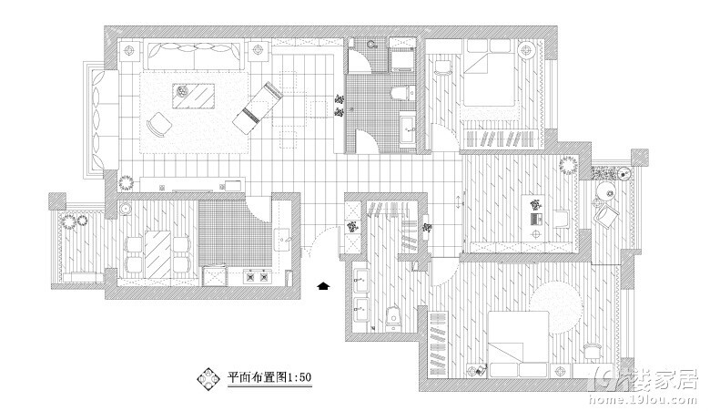 【{超简约混搭甜蜜二人世界}】面积:140平 硬装:8万 ®平面布置图