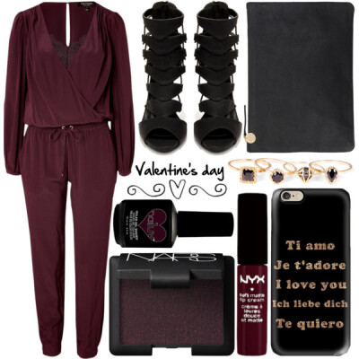 A fashion look from February 2015 featuring jump suit, high heel peep toe pumps and evening handbags. Browse and shop related looks.