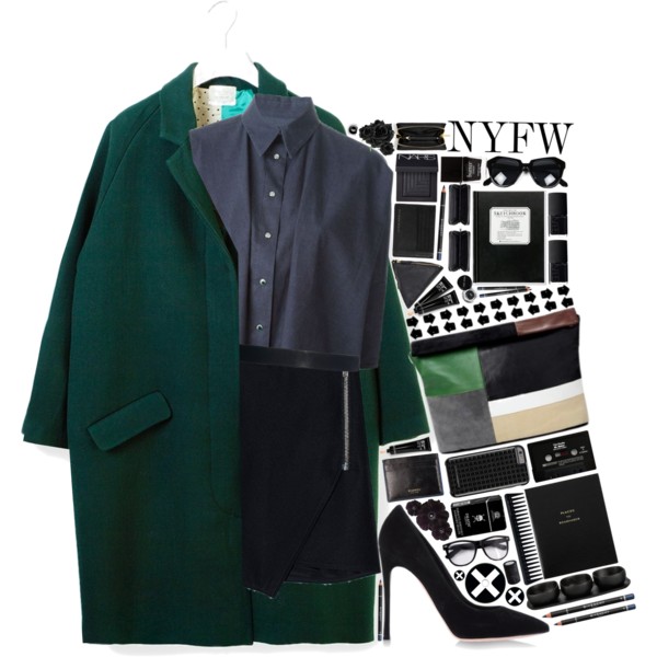 Song: Simon &amp;amp; Garfunkel - Leaves That Are Green #PolyvoreNYFW #oversized #black #green @polyvore @polyvore-editorial