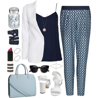 A fashion look from August 2014 featuring Topshop, white jacket and elastic waist pants. Browse and shop related looks.