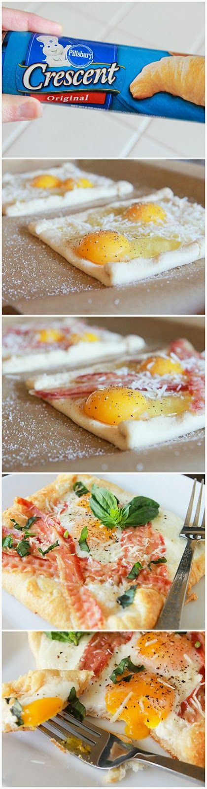 Bacon and egg crescent squares. These look so delicious!