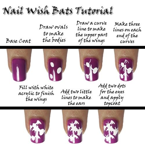 16 Amazing And Useful Nails Tutorials, DIY Bats Nail Design